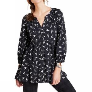 Anthropologie Maeve size Small Blouse Black & White Butterfly Empire Top